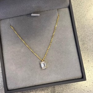 Emerald Diamond Pendant 14K Gold, Diamond Necklace, Solitaire Necklace, Dainty Emerald Pendant, Natural  Diamond, Special Gift For Her
