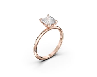 Solitaire Engagement Ring Cushion Cut Natural Diamond 14K/18K Solid Gold/Platinum