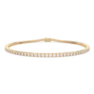 Classic Diamond Tennis Bracelet, Dainty 14K/18K Gold Diamond Bracelet, Natural Diamond Tennis Bracelet, Wedding Jewelry, Bridesmaid Gift