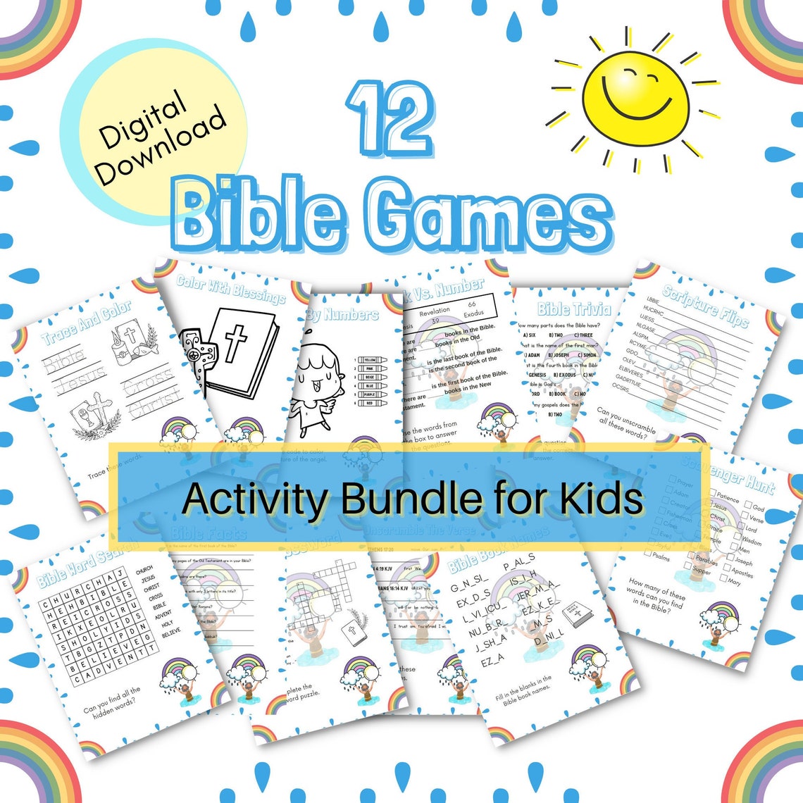 Printable Bible Games for Kids - 12 Kids Bible Youth Group Activity ...