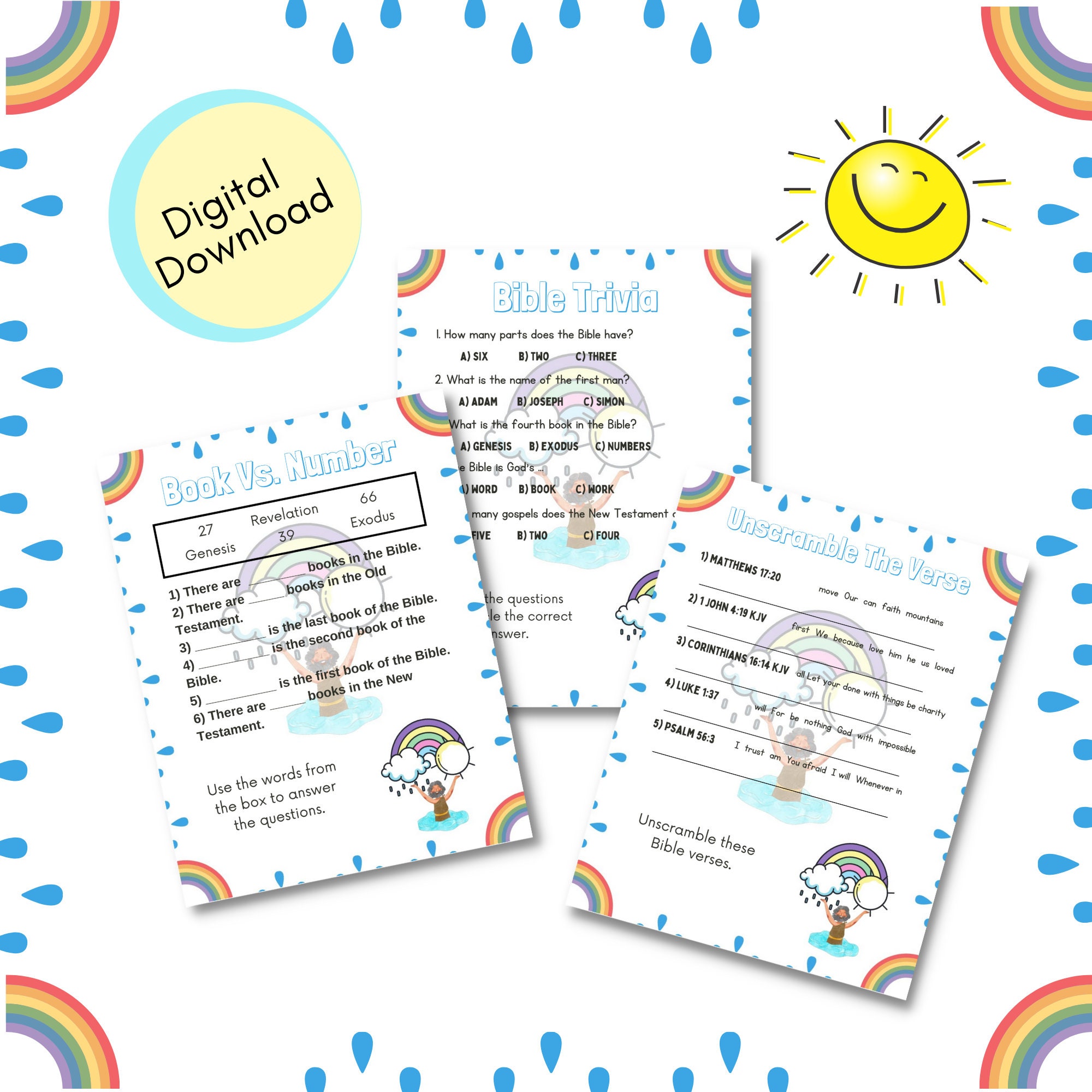 Printable Bible Games for Kids - 12 Kids Bible Youth Group Activity ...