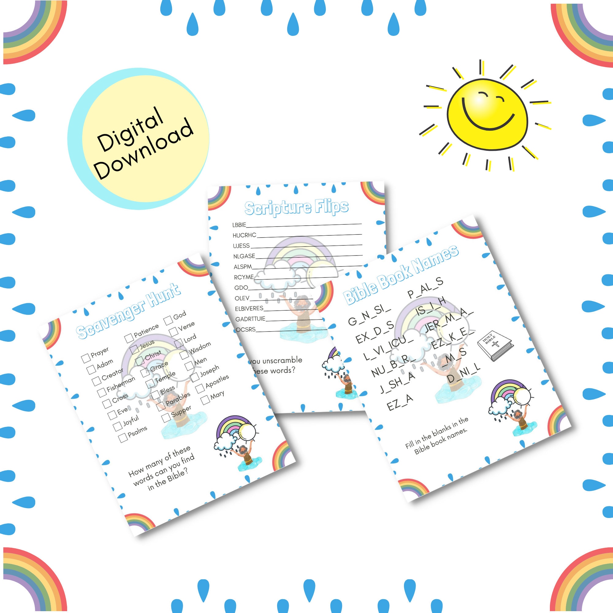 Printable Bible Games for Kids - 12 Kids Bible Youth Group Activity ...