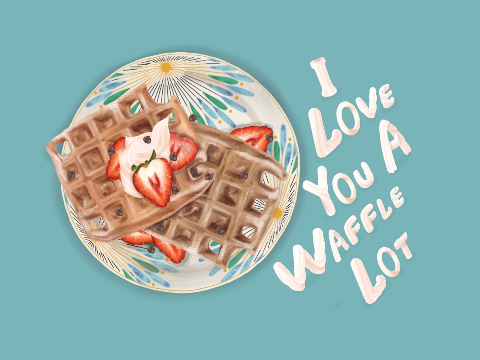 I love you a waffle lot/greeting card/stationary Etsy