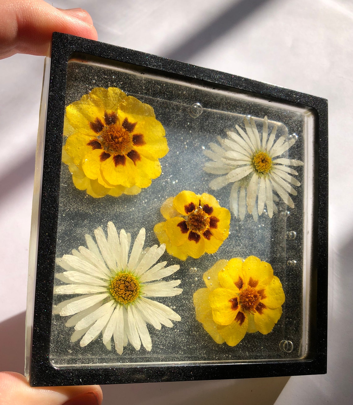 Real Pressed Flower Resin Mirror Coaster Tray / Day of the Etsy