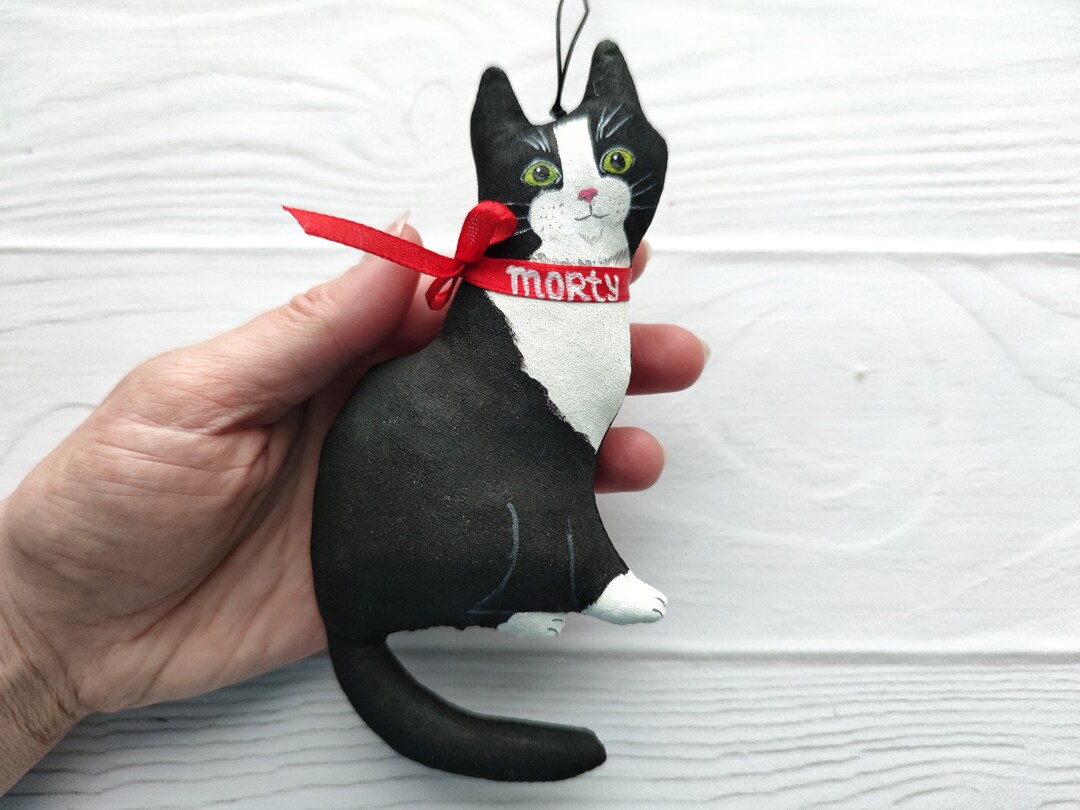 Black and White Cat Ornament Personalized. Pet Loss Ornaments. Car Accessories for Women. Etsy