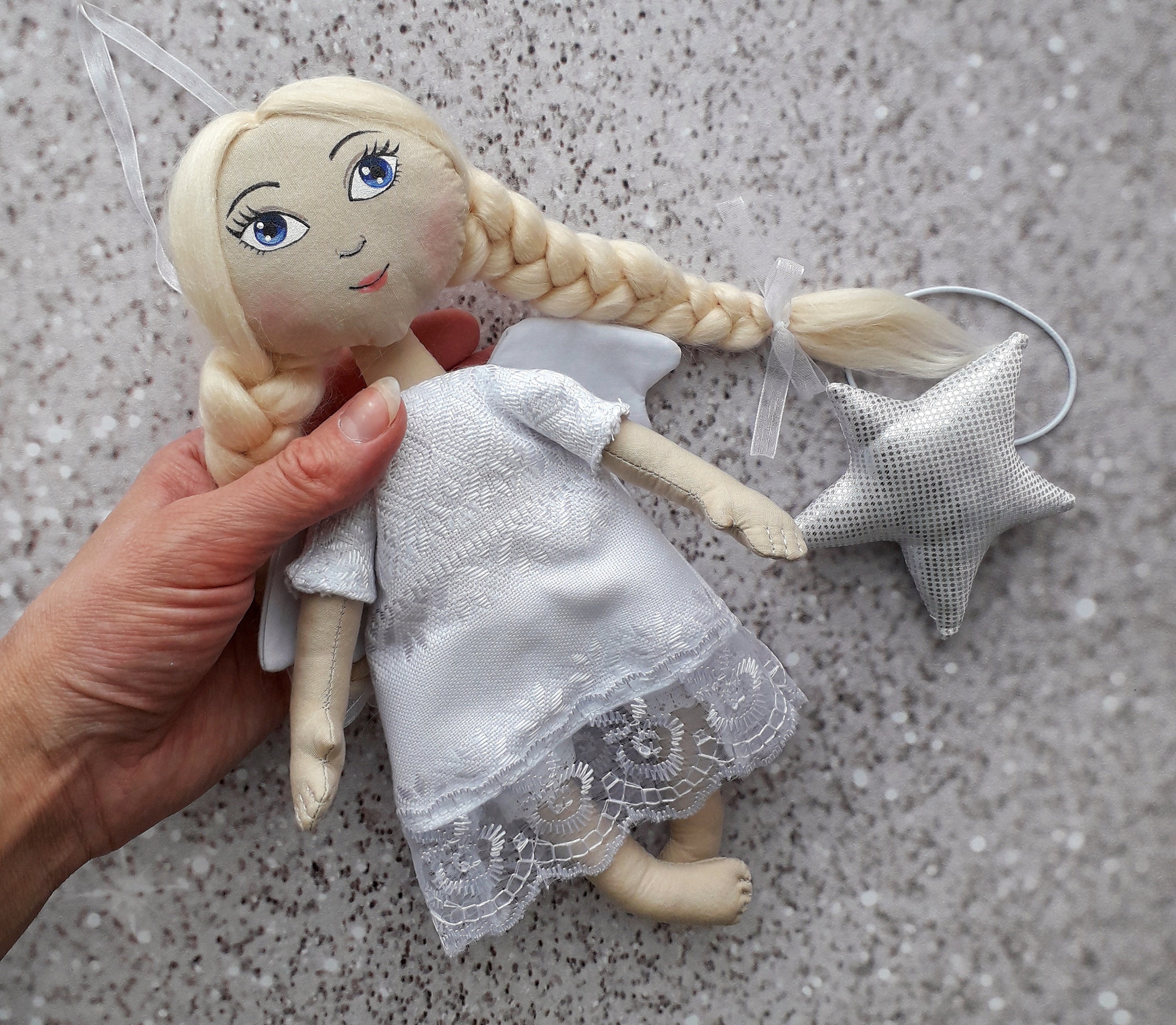 Angel doll good nursery decoration idea. Christening ornament | Etsy