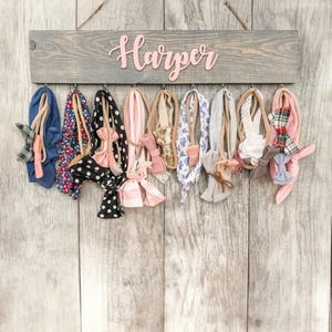 Girls Bow Rack - Personalized Headband Holder and Bow Holder - Baby Girl Nursery Decor - Baby Shower Gift - Bow Organizer - Head Wrap Holder