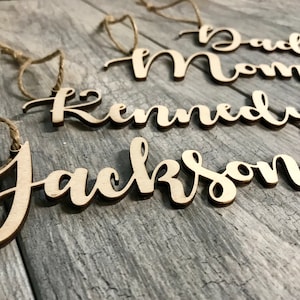 Christmas Stocking name tags, custom stocking name tags, personalized stocking tags, custom wood tags, cut wood tag, laser cut wooden name
