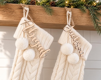 Personalized Wooden Christmas Stocking Name Tags | Baltic Birch