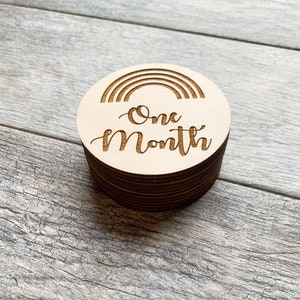 Wood Baby Milestone Cards Rainbow Discs Baby Photo Props Rainbow Wooden ...