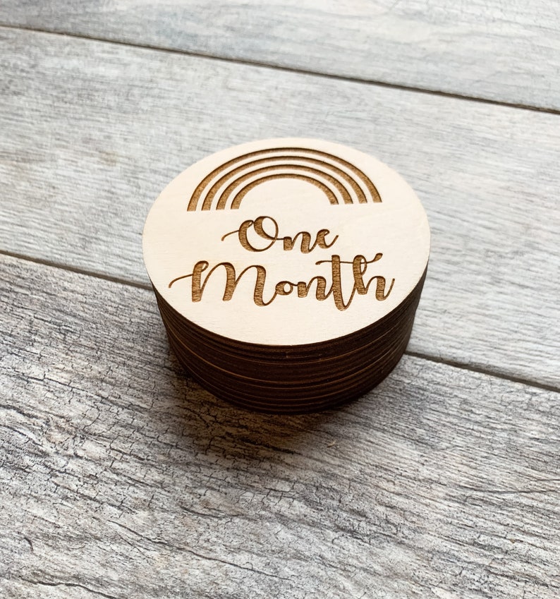 Wood Baby Milestone Cards Rainbow Discs Baby Photo Props Rainbow Wooden ...