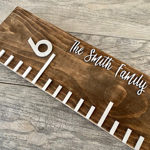 Wooden Growth Chart Ruler with 3d Name, Minimalistic Growth Ruler, Wood Measuring Stick for Kids, Height Chart for Wall, Family Keepsake