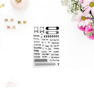 Bullet Journal Planner Stamp Set | Planner Stamps | Journal Stamps | Traveler&#39;s Journal | Bullet Journal | Journaling | Calendar Stamps