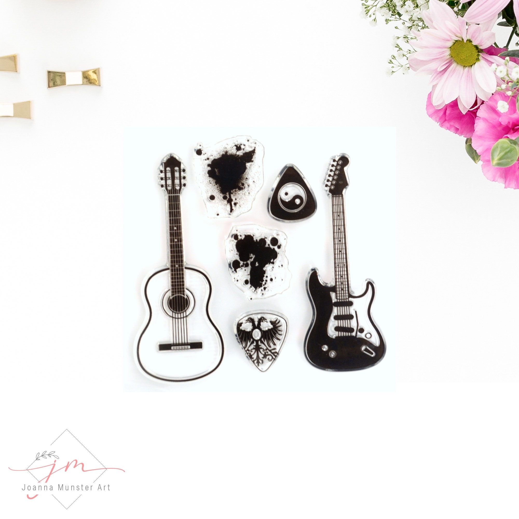 Guitar Stamp Set Guitar Stamps Guitars Fathers Day Stamp Masculine