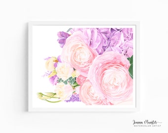 Peony Bouquet Floral Watercolor Giclée Print | Peony Art Print | Peony Painting | Peony Bouquet Decor | Watercolor Peony Floral Painting