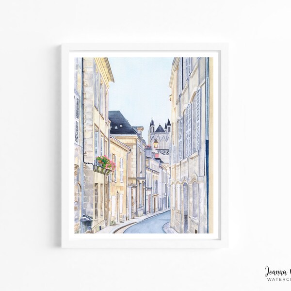 French City Street Watercolor Giclée Print | Cityscape Art Print | French Painting | Europe Watercolor | Watercolor City Painting