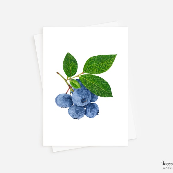 Blueberry Greeting Card | Birthday Card | Thank You Card | Watercolor Blueberry Greeting | Watercolor Painting | Blueberry Watercolor Card