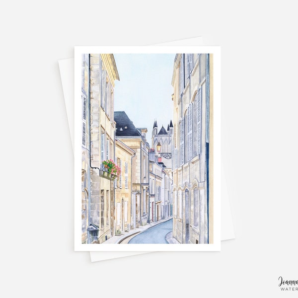 French City Greeting Card | Birthday Card | Thank You Card | Watercolor City Greeting | Watercolor French Painting | French City Card