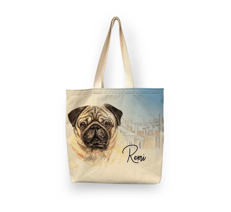 Personalized Pug Tote Bag