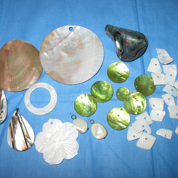 Vintage Real Shell Do Dads for Jewelry Making Bits and Bobs - Bits and Pieces Junk Drawer Lot for Arts & Crafts Rescued Salvaged Junk