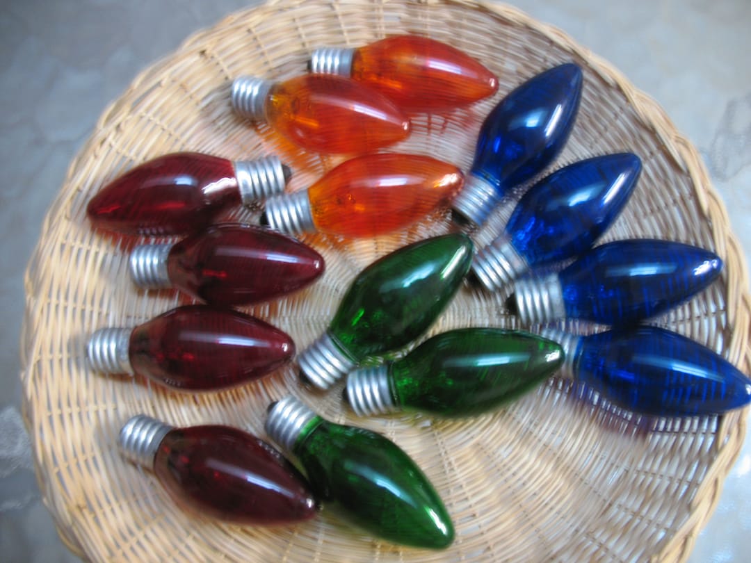 14 Vintage Christmas Bulbs for Crafts Large Size Pretty Colors Etsy