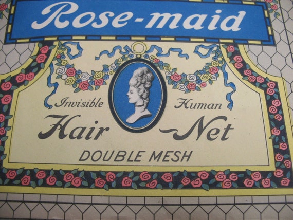 Vintage Rose Maid Human Hair Net Gorgeous Graphic… - image 1