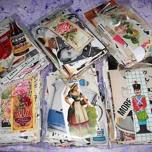 Vintage Supply Ephemera Paper Pack 100 piece Mini Inspiration Kit Tiny to Small pieces Snippets Junk Journal Altered Art Mixed Media Collage