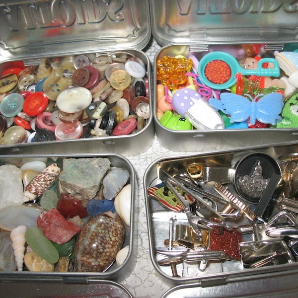 Junk Drawer Little Treasure Boxes Bits and Bobs Do Dads Junk in Altoid Tin Bitsy Stuff for Assemblage Art Crafts Shadow Box Your Choice