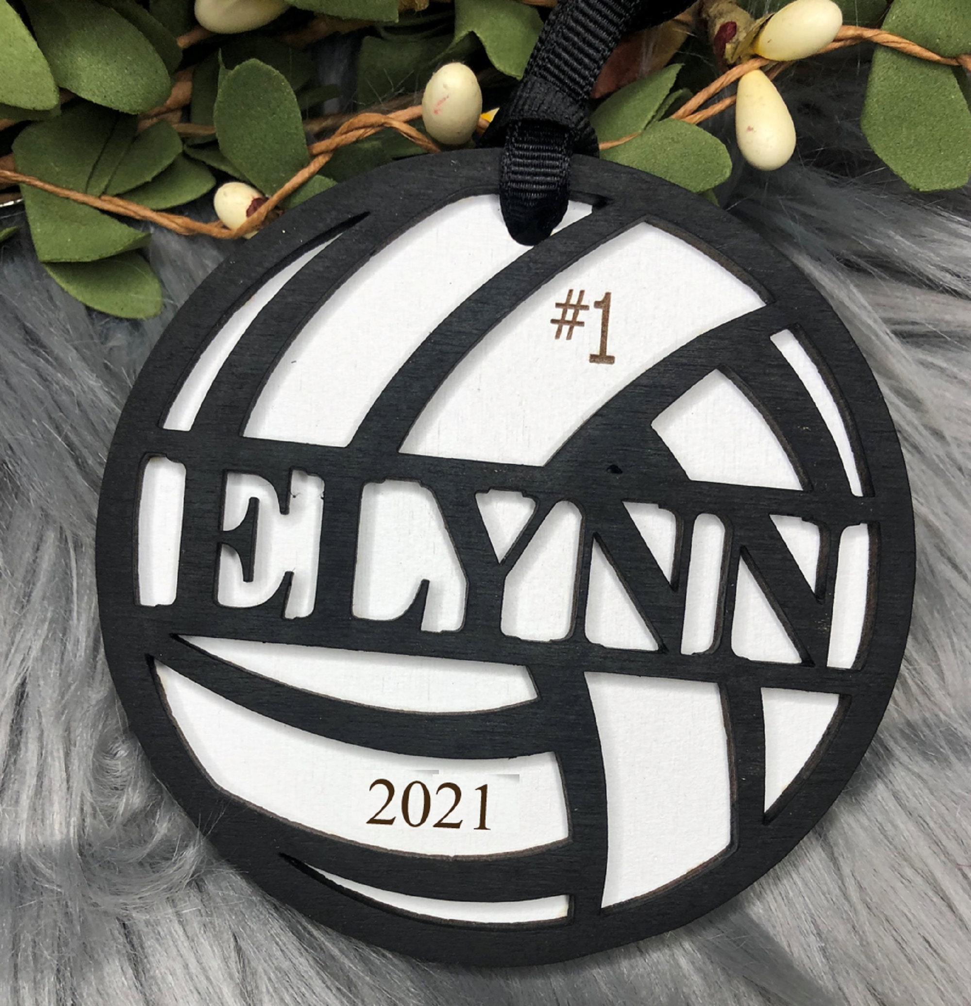 Personalized Volleyball Ornament Lasercut and engraved for Etsy