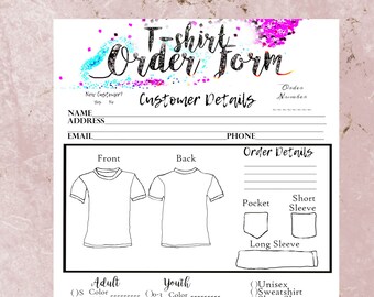 free printable t shirt order forms