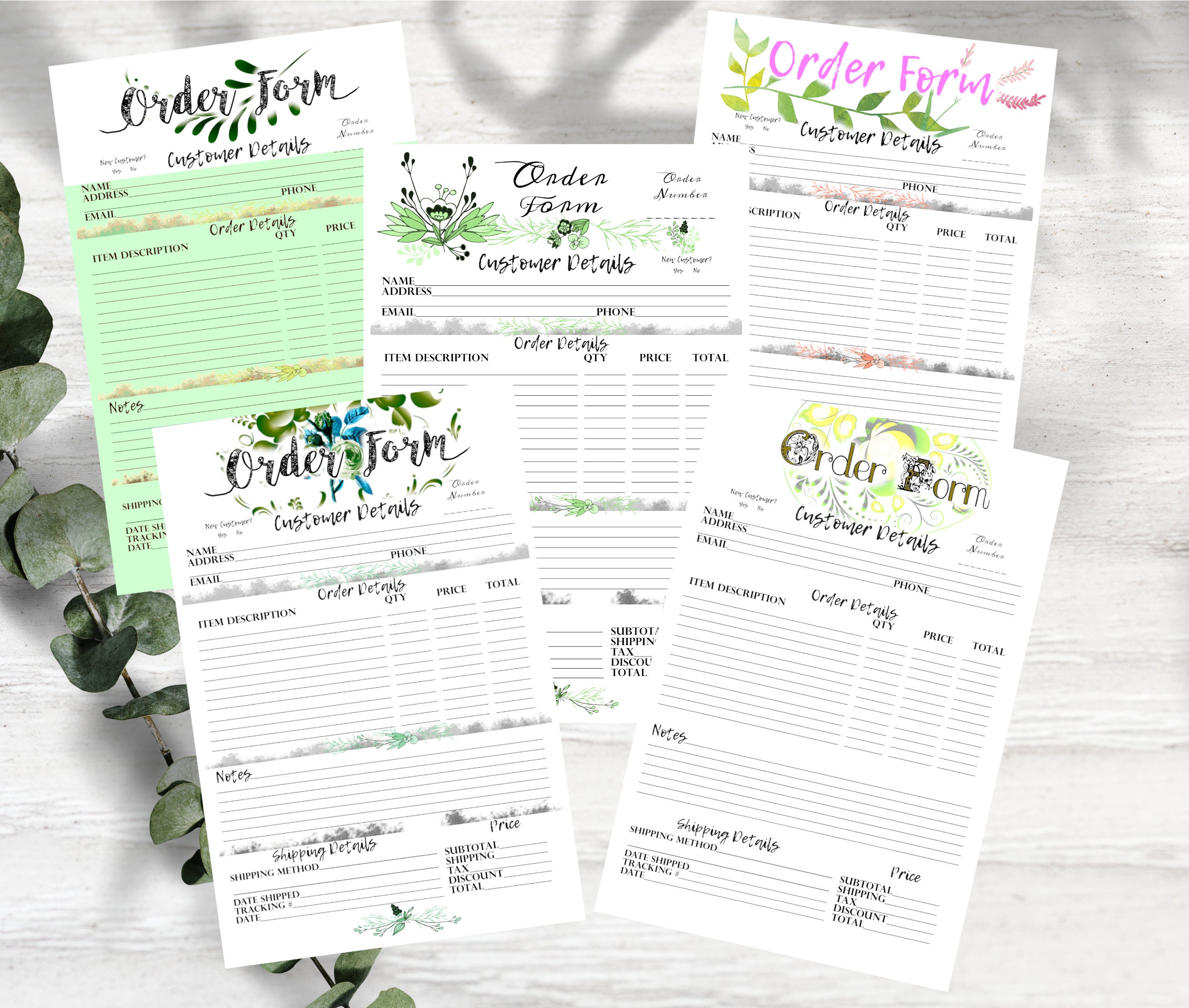 set of 5 craft order form order form printable order form etsy
