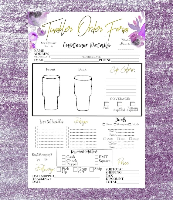 tumbler order form order form tumbler order form template