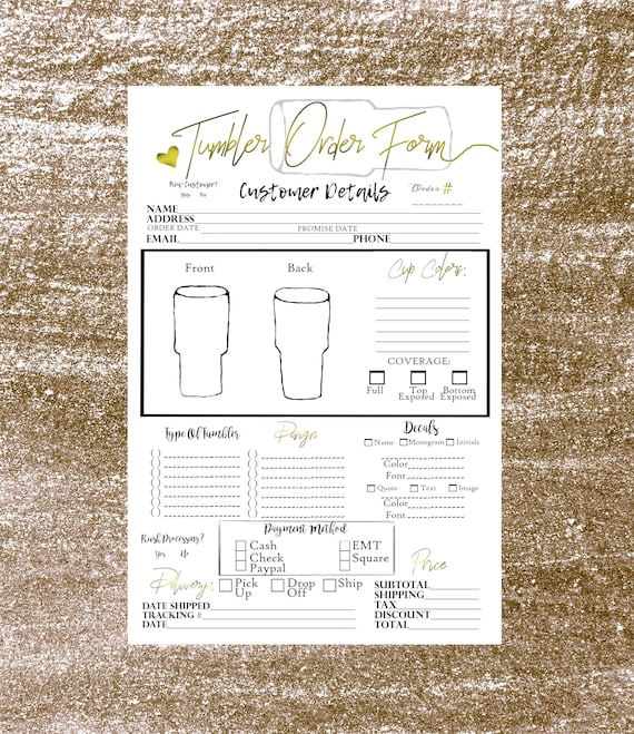 tumbler order form order form tumbler order form template