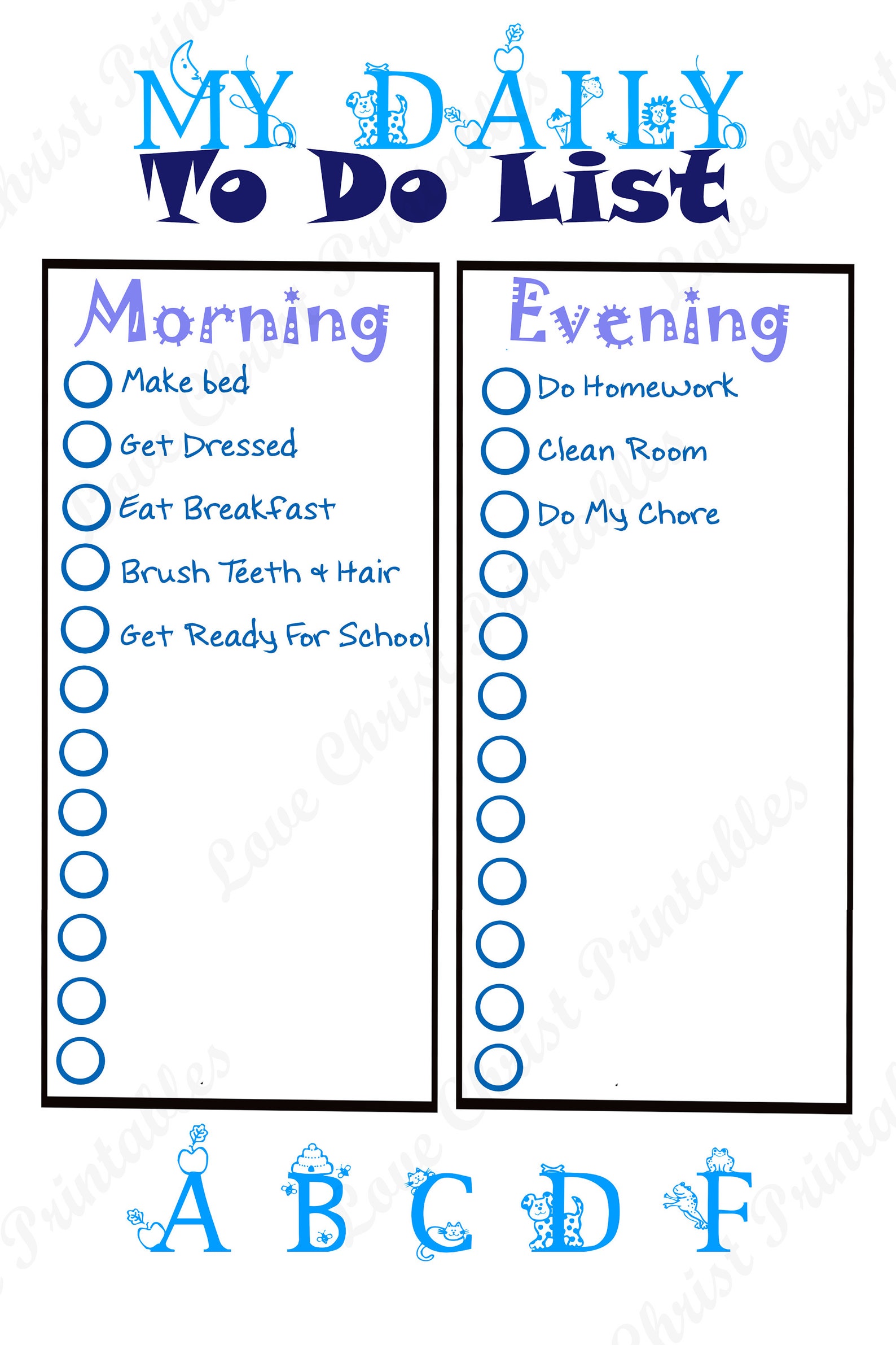 Kids Morning and Afternoon Routine Checklist Schoolwork | Etsy