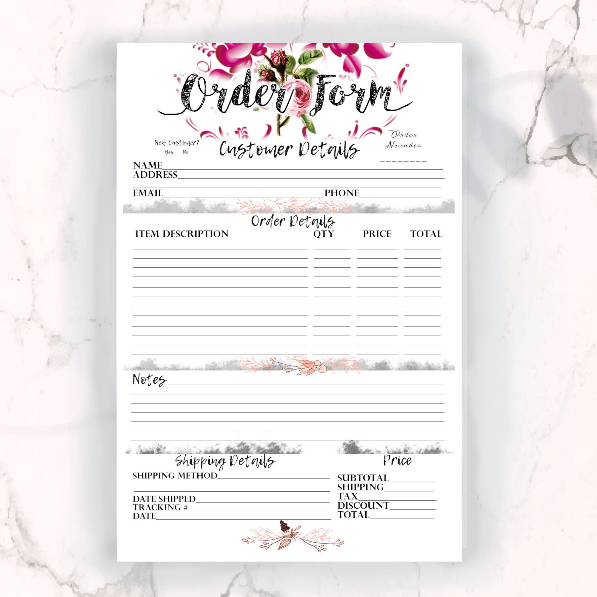 Downloadable Free Printable Order Forms For Crafts