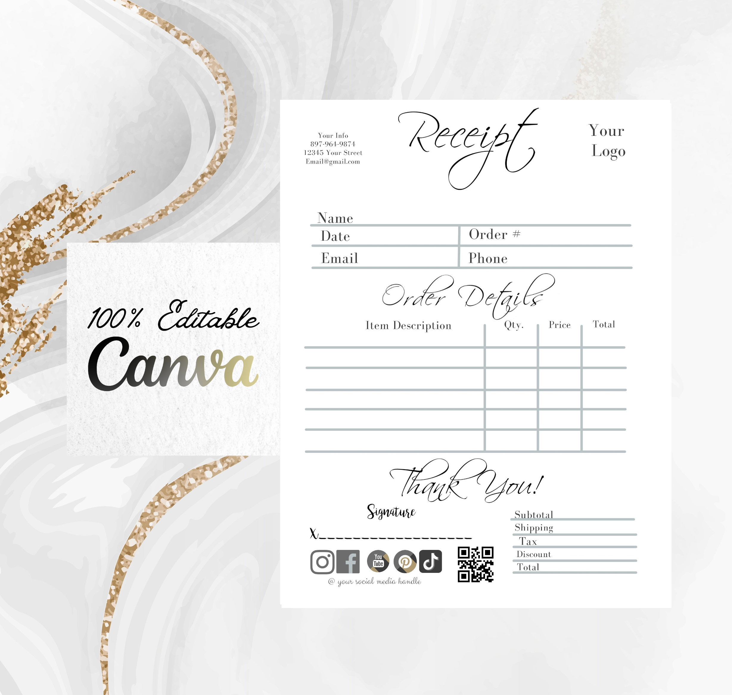 diy receipt editable receipt small business launch planner etsy ireland