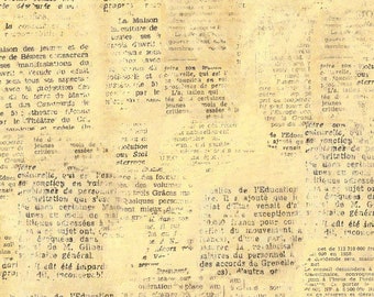Fabric With Text, French Fabric By The Yard, Ephemera Fabric, Parchment Fabric, Love Note Material, Modern Quilting, French Farmhouse Fabric