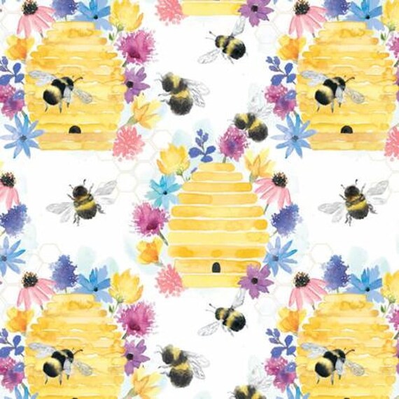 Honey Bee Fabric Honey Bee Material Bumble Bee Fabric Bee | Etsy