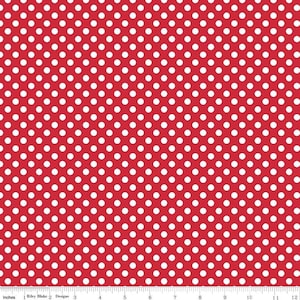 Red Dot Fabric, White Polka Dots On Red, Polka Dots By The Yard, Dotted Cotton Fabric, Dot Red Quilting Fabric, Riley Blake Dots, Rag Quilts