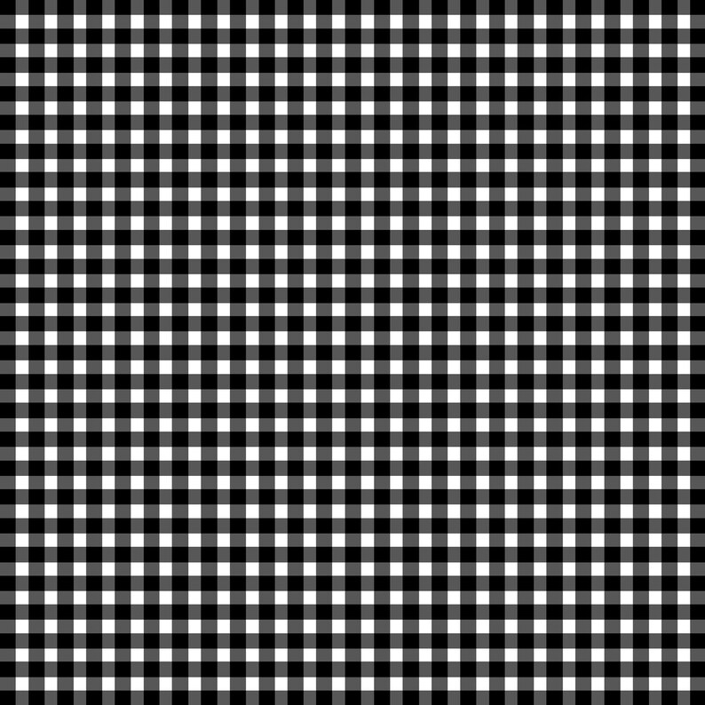 Black Gingham Fabric, Black & White Check Fabric, Black Check Fabric