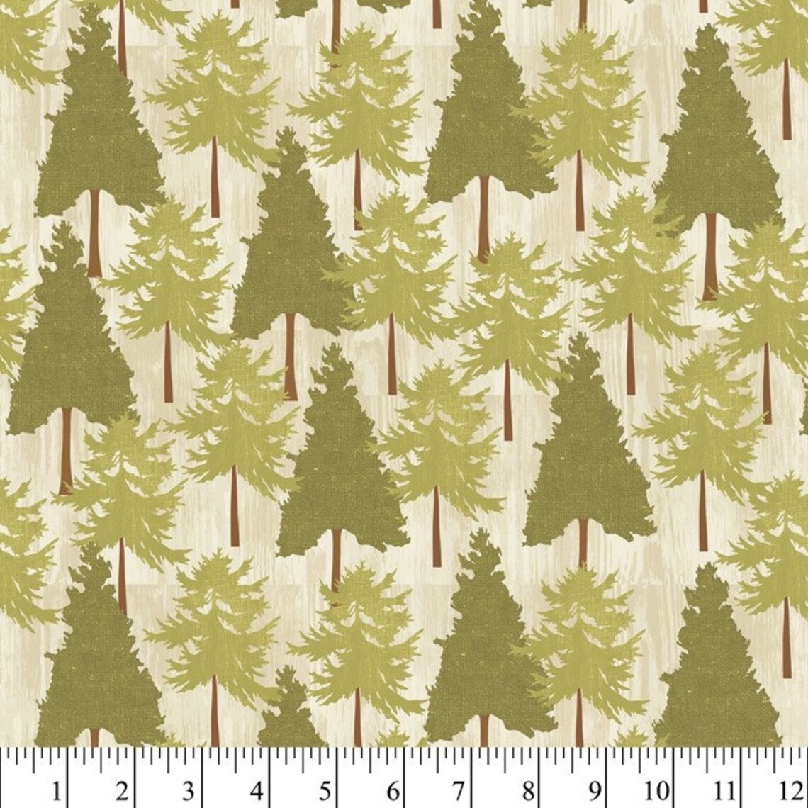 Tree Fabric by the Yard, Woodland Tree Fabric, Pine Tree Fabric, Forest