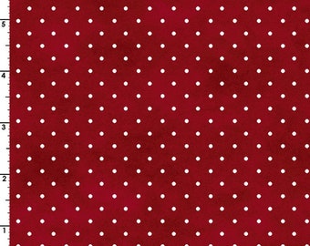 Lunares blancos sobre rojo, tela Maywood Studio, tela de lunares rojos, lunares cortados a medida, tela de algodón con lunares, algodón acolchado con lunares rojos, acolchado