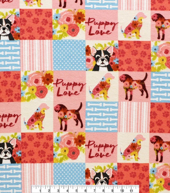 Dog Flannel, Dog Flannel Fabric, Floral Dog Fabric, Dog Breed Fabric, Floral Flannel, Paw Print Fabric, Rag Quilting Fabric, Quilt Flannel