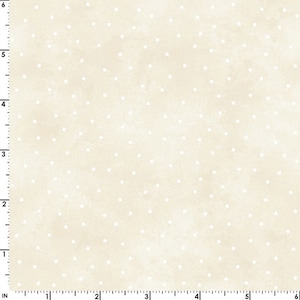 May include: A beige fabric with a white polka dot pattern. The fabric has a subtle textured look.
