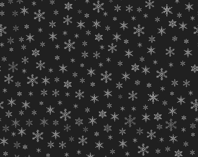Snowflakes on Black Fabric by Blank Quilting, All That Glitters is Snow