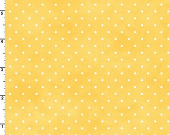 White Polka Dots On Yellow, Maywood Studio Fabric, Yellow Dot Fabric, Polka Dots By The Yard, Dotted Cotton Fabric, Dot Yellow Quilt Cotton