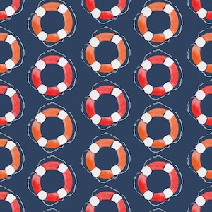 Life Preserver Fabric, Nautical Fabric, Sailboat Cotton Fabric, Beach Quilting Cotton, Boating Material, Fabric With Life Preservers, Sea