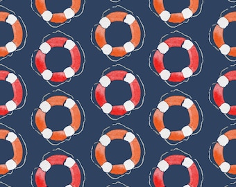 Life Preserver Fabric, Nautical Fabric, Sailboat Cotton Fabric, Beach Quilting Cotton, Boating Material, Fabric With Life Preservers, Sea
