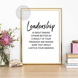 Leadership Printable Art, Office Decor, Retirement Gift, Boss Gift, Business Inspirational Prints, Office Art, Gift for Good Leader,Wall Art