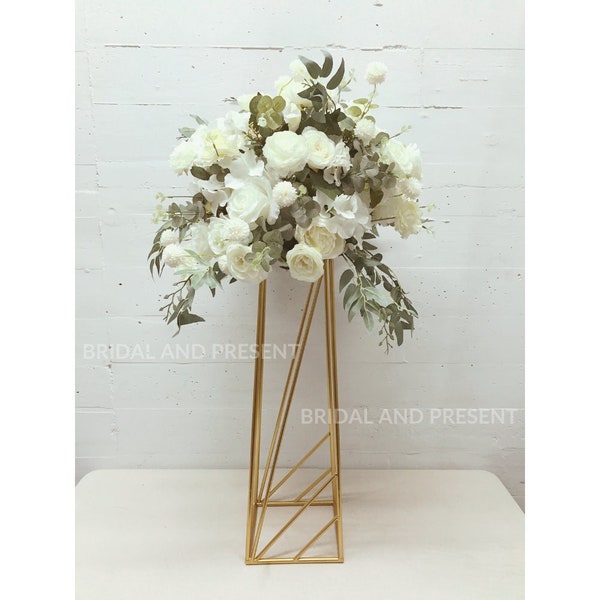 New! Gold Geometric Flower Stand Column Vase for Wedding Table Centerpieces Flower Arrangements Decorations